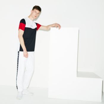 Lacoste SPORT Band Tennis Sweatpants - Tepláky Pánské Bílé / Tmavě Blankyt Blankyt | CZ-Klygog